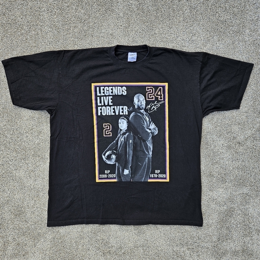 Shaka Wear Kobe Bryant #24 Legends Live Forever Heavy Duty T Shirt Men's Size 4X